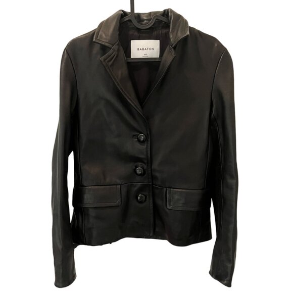 😮NWOT - Aritzia Babaton Donovan Leather Blazer Jacket - XXS - Picture 5 of 8